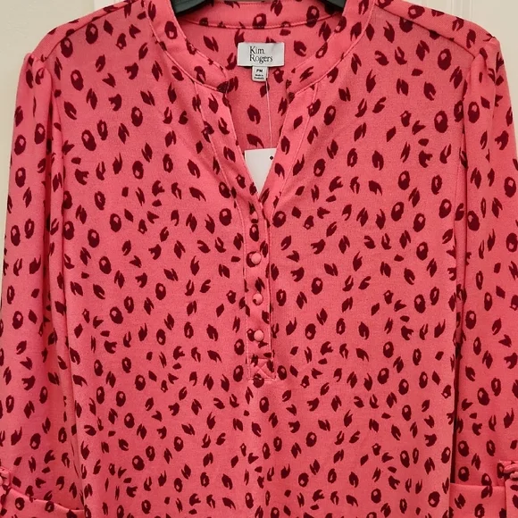 Kim Rogers Pink Blouse with Red Accents - Picture 4 of 7